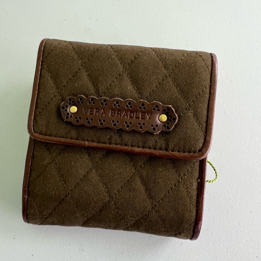 NWT Vera Bradley Olive green with brown accents wallet
